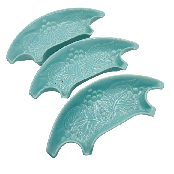 Mid-Century Modern Grapes Turquoise & White Lazy Susan Serving Set - Picture 3 of 12